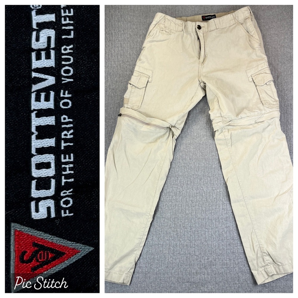 SCOTTEVEST Cargo Convertible Linen Blend Pants/Shorts Men 32X34(30X31) TEC‎